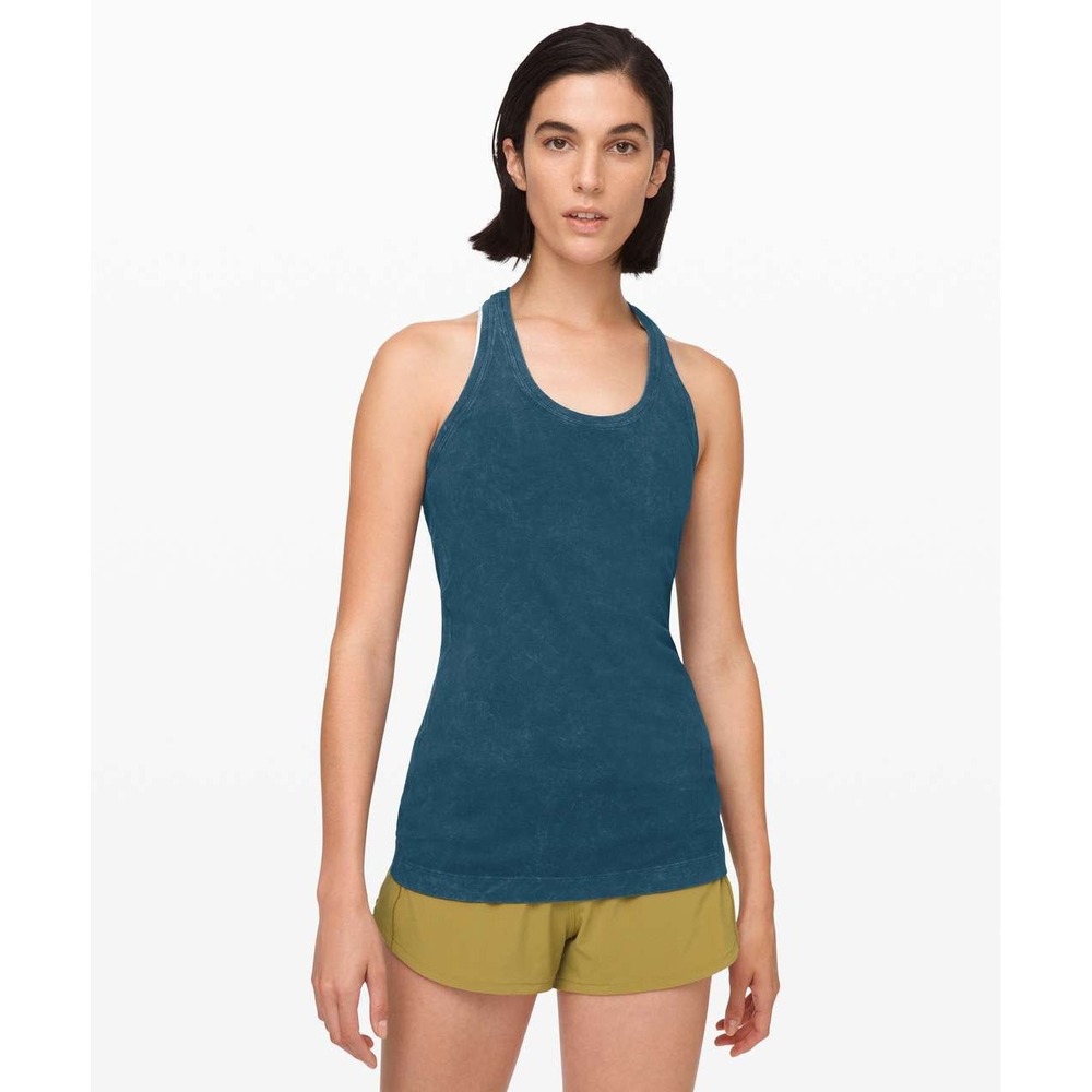 Lululemon Cool Racerback II Washed Night River Blue Gummy Logo Tank W1BU7S 4